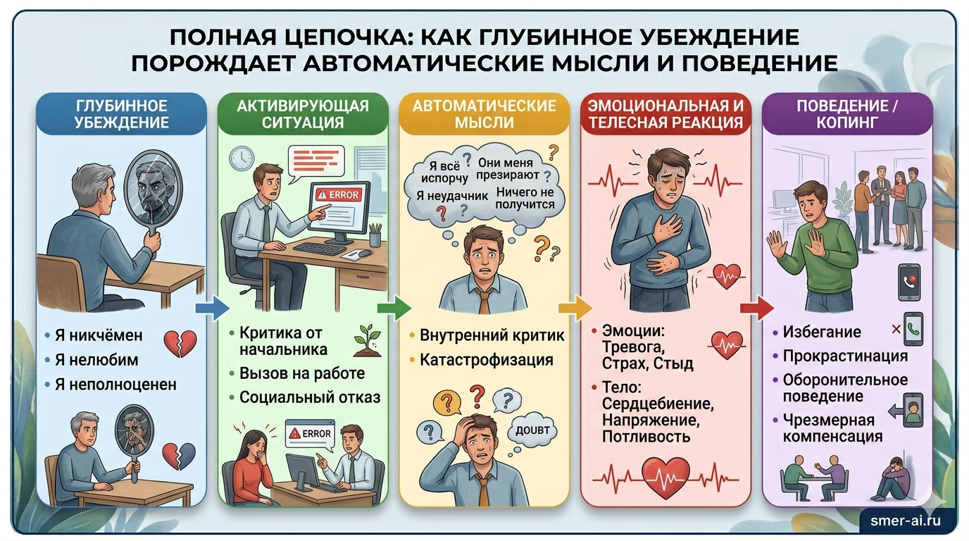 Интерфейс MentalAI: ИИ-анализ повторяющихся тем и выявление глубинных убеждений